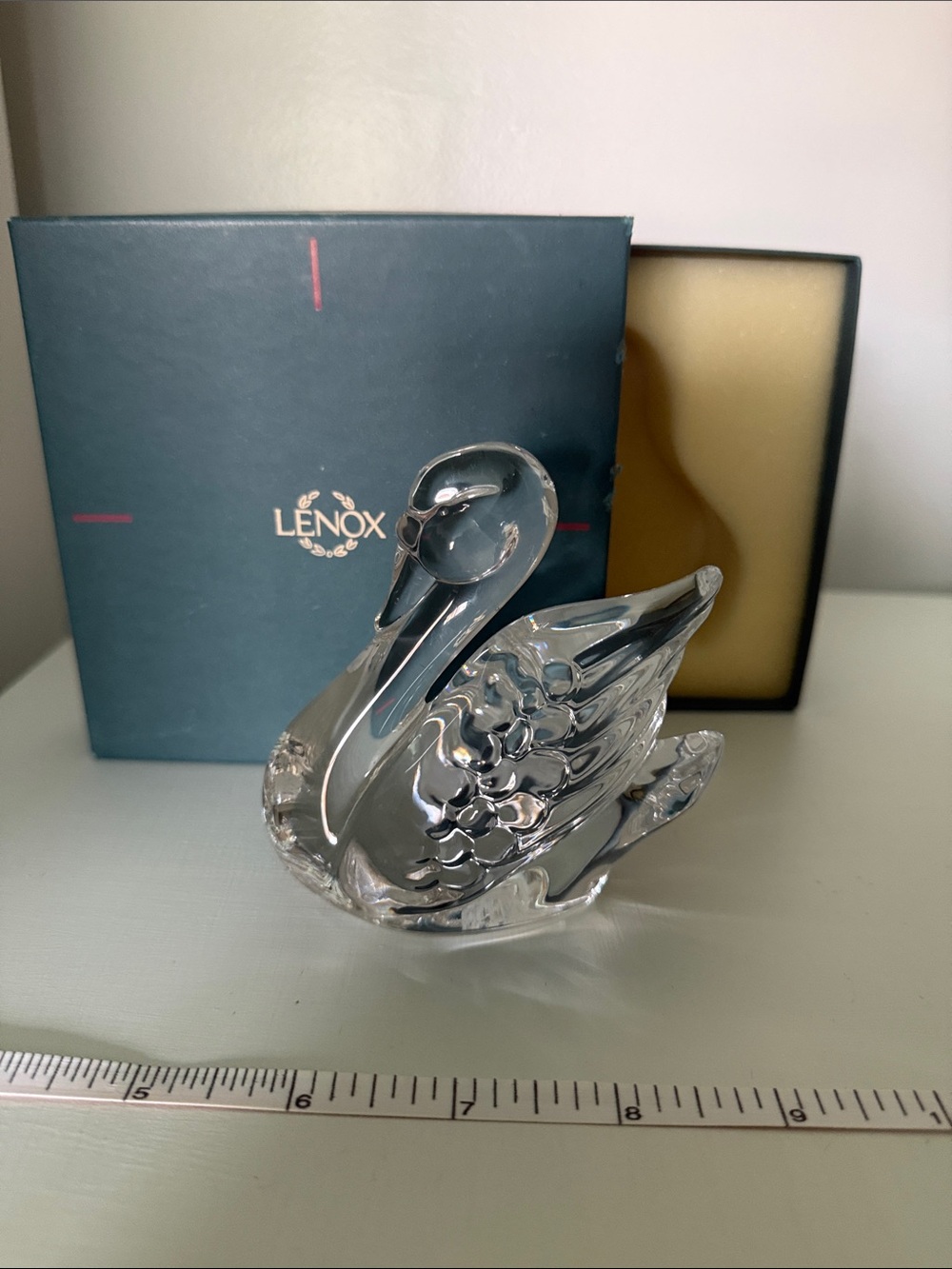 Vintage Lenox Clear Crystal Swan Figurine - Clear